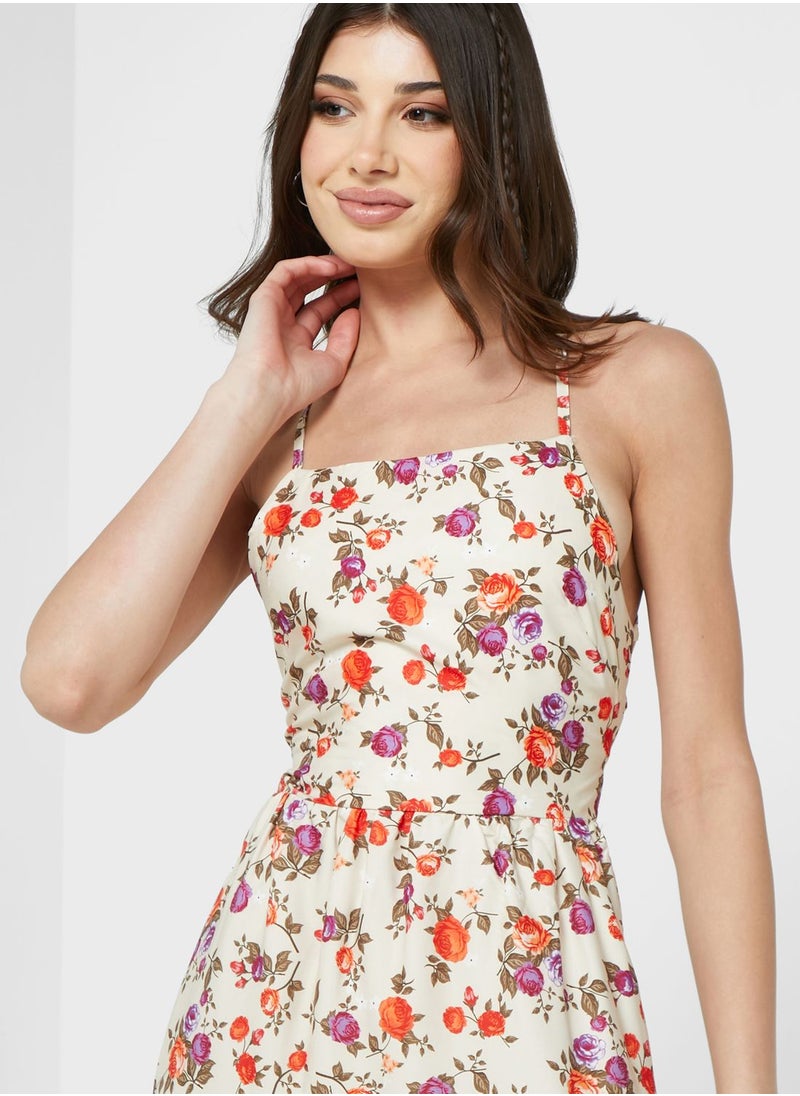 Ginger - Cutout Back Detail Printed Dress - Image 1