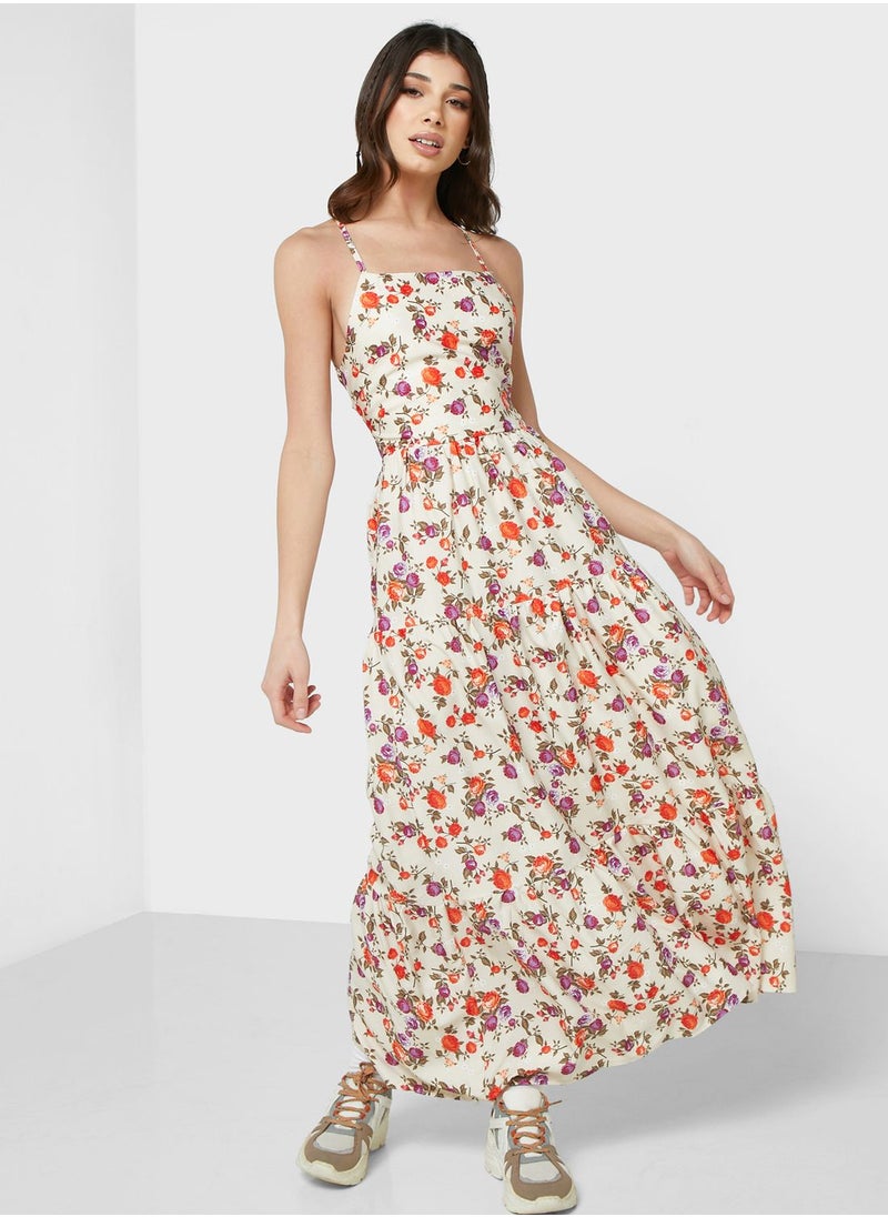 Ginger - Cutout Back Detail Printed Dress - Image 1