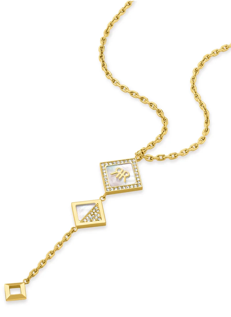 CERRUTI 1881 Diamante Gold Plated with White Pendant Necklace for Women (Small)