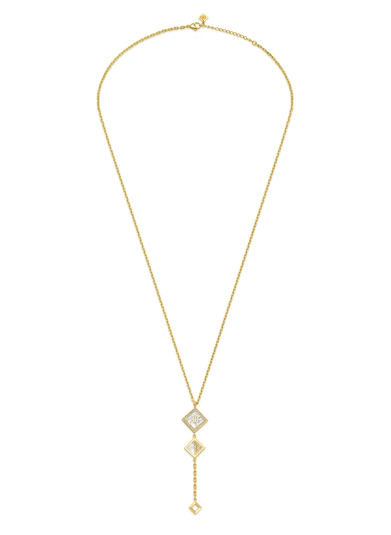 CERRUTI 1881 Diamante Gold Plated with White Pendant Necklace for Women (Small)