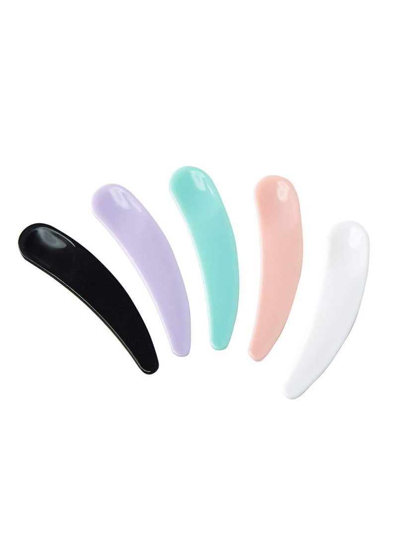 lasenersm 100 Pieces Plastic Mini Cosmetic Spatula Disposable Curved Scoop Makeup Mask Cream Spoon Facial Cream Mask Spoon Makeup Mask SpatulaWhite Pink Purple Green Black 