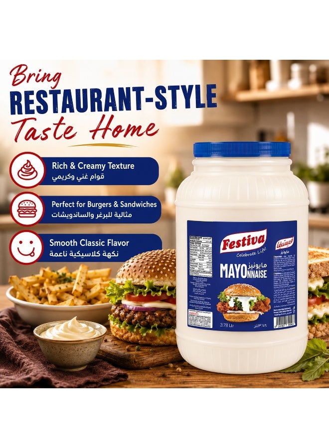 Festiva Classic Mayonnaise 3.78L - Creamy Mayo Sandwich Spread for Burgers, Sandwiches, Wraps and Snacks - Dip and Dressing - Image 2