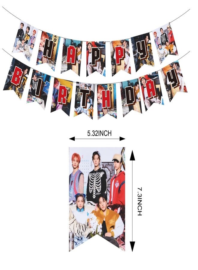 eTel Like Stray Kids Merch 5 Star Party Decorations Include Happy Birthday Banners, Cake Toppers, Cupcake Toppers, Balloons - Image 3