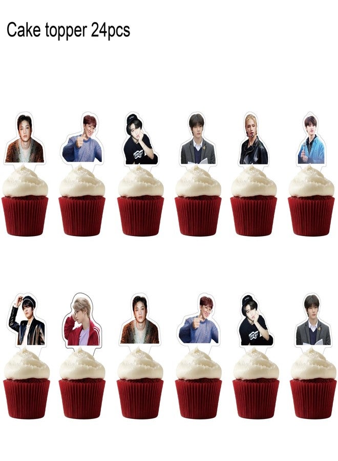 eTel Like Stray Kids Merch 5 Star Party Decorations Include Happy Birthday Banners, Cake Toppers, Cupcake Toppers, Balloons - Image 5