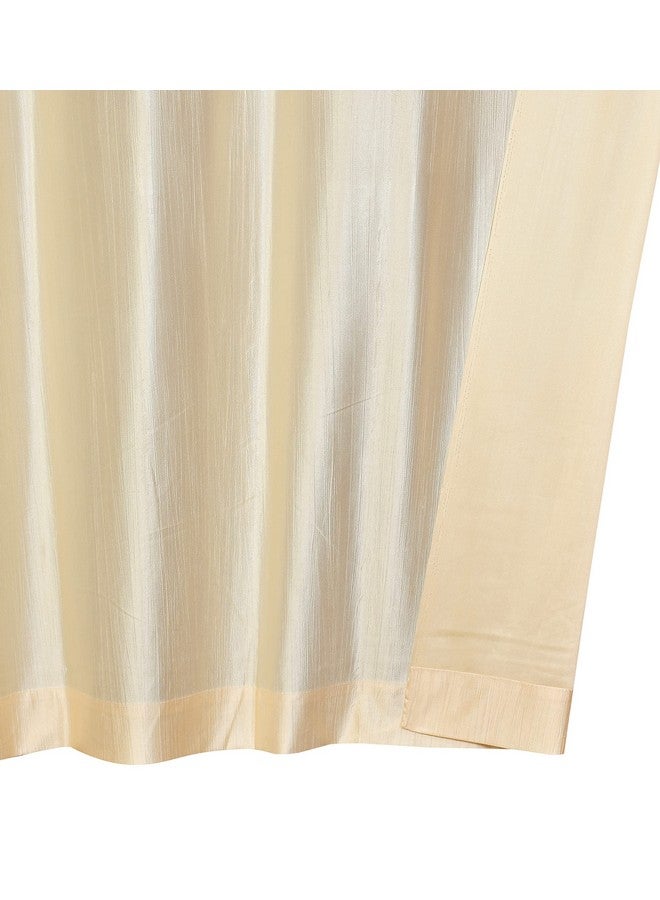 The Decor Hub Faux Texture Plain Curtains for Door with Eyelets | Room Darkening Curtains for Living Room | Cream Curtains 6 Feet Set of 2 Panels - Image 4
