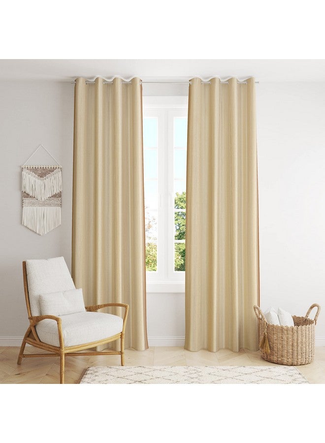 The Decor Hub Faux Texture Plain Curtains for Door with Eyelets | Room Darkening Curtains for Living Room | Cream Curtains 6 Feet Set of 2 Panels - Image 1