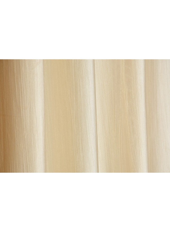 The Decor Hub Faux Texture Plain Curtains for Door with Eyelets | Room Darkening Curtains for Living Room | Cream Curtains 6 Feet Set of 2 Panels - Image 5