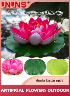 UNUNS 10Pcs Artificial Floating Foam Lotus Flower with Water Lily Pad,Lifelike Ornanment Perfect for Home Garden Pond Decor Gifts  - Image 4