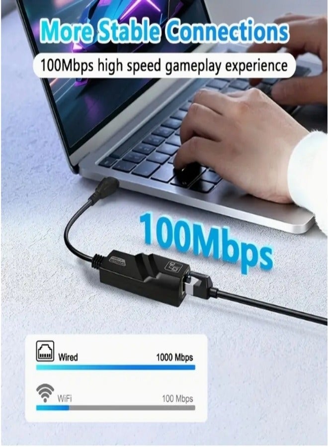 USB-C to RJ45 Ethernet Adapter 100Mbps Fast Ethernet, USB-Powered Compact Network Adapter for Laptop, Compatible with Aladdin Chips, Plug & Play for Home Office Gaming Streaming, Laptop Adapters, Gaming Network Upgrade, Professional Appearance, Highspeed Connectivity - Image 2