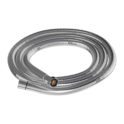 Lorazzo Stainless Steel 304 grade Hose Pipe- 40 inches (1 meter) long | Flexible | Compatible with hand shower & health faucet | Chrome color | With brass nuts and inserts (1-year warranty) - Image 1