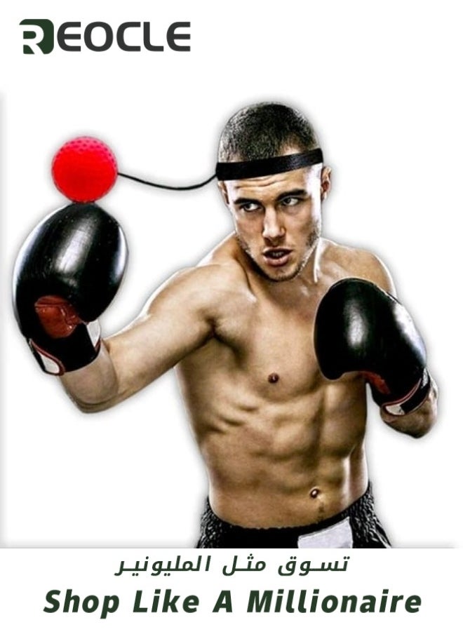 REOCLE Boxing Reflex Ball Boxing Training Ball with Headband Perfect for Reaction & Agility & Punching Speed & Fight Skill & Hand Eye & Coordination Training  - Image 3