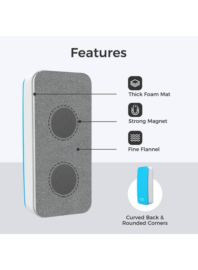 LOUKIN 2 Pack Magnetic Dry Erase Eraser, Whiteboard Eraser, Glass Board Eraser(Blue), 3.4 fl oz Whiteboard Cleaner * 2 Included, for Classroom, Home and Office Use - Image 3