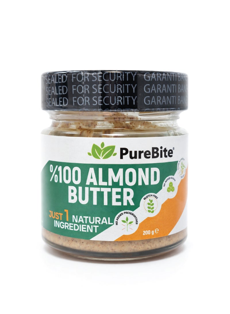 PURE BITE PureBite 100% Natural Almond Butter Sugar Free & Gluten Free 200g - Image 1