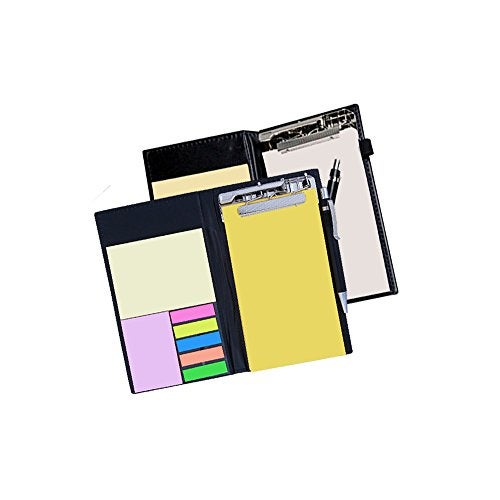 COI Memo Neon Pink Note Book With Sticky Notes & Clip Holder In Diary Style With Free Pen (White & Yellow),40 Pages - Image 1