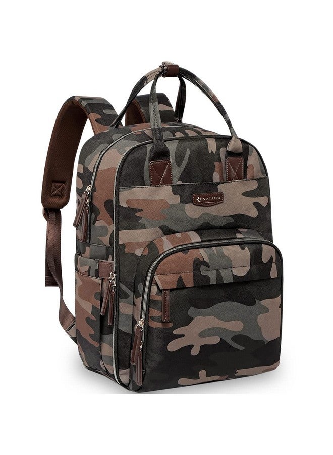 RUVALINO Diaper Bag Backpack - Multifunction Waterproof Travel Backpack, Maternity Baby Bag With Changing Pad & Stroller Ring & Pacifier Case, Green Camo  - Image 1