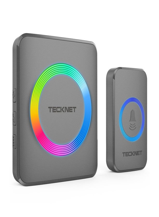 TECKNET Wireless Doorbells for Home, IP65 Waterproof 1,970Ft 120dB Door Bell Ringer Wireless for Classroom with 60 Chimes & 5 Volume Levels, RGB Flash - Image 1