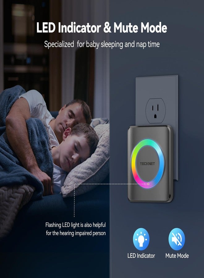 TECKNET Wireless Doorbells for Home, IP65 Waterproof 1,970Ft 120dB Door Bell Ringer Wireless for Classroom with 60 Chimes & 5 Volume Levels, RGB Flash - Image 5