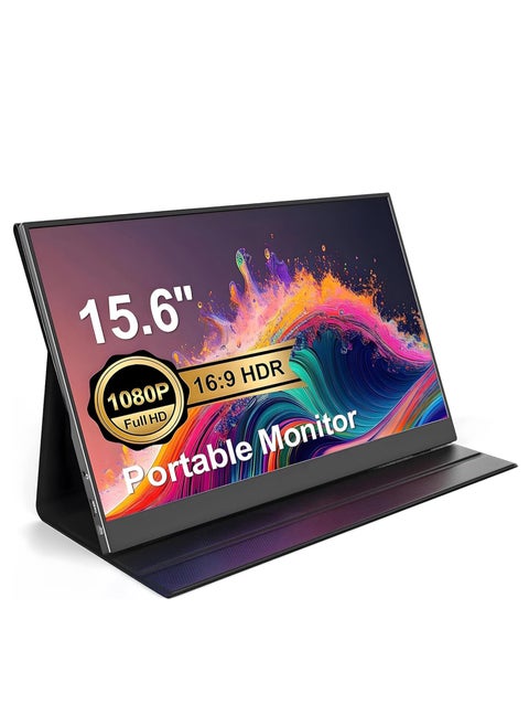 كمبيوتر محمول محمول عرض 15.6 بوصة ، كمبيوتر محمول عرض موسع 1080P FHD USB جيم التوصيل والتشغيل ، HDMI HDR IPS لعبة عرض ، كمبيوتر محمول عرض خارجي للهاتف المحمول ماك PS4 Xbox Switch