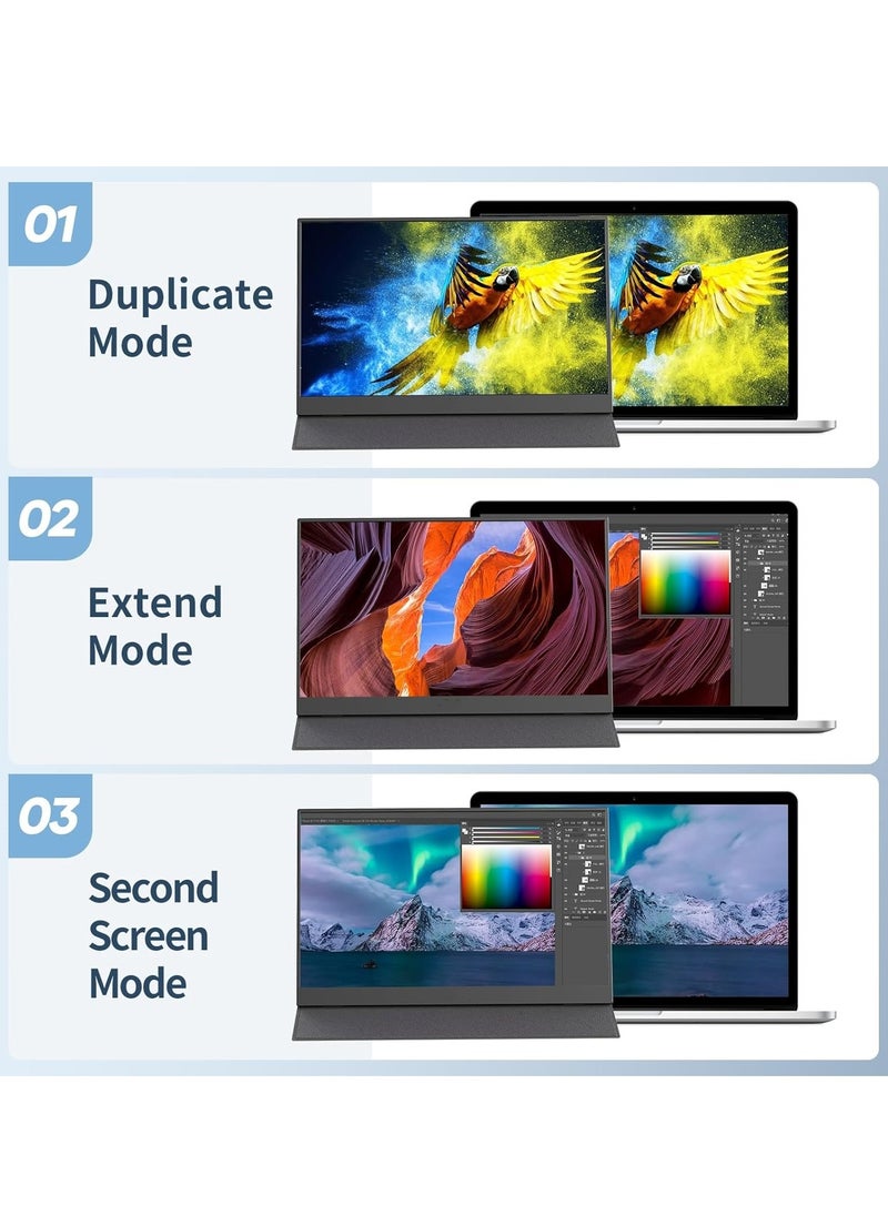 كمبيوتر محمول محمول عرض 15.6 بوصة ، كمبيوتر محمول عرض موسع 1080P FHD USB جيم التوصيل والتشغيل ، HDMI HDR IPS لعبة عرض ، كمبيوتر محمول عرض خارجي للهاتف المحمول ماك PS4 Xbox Switch