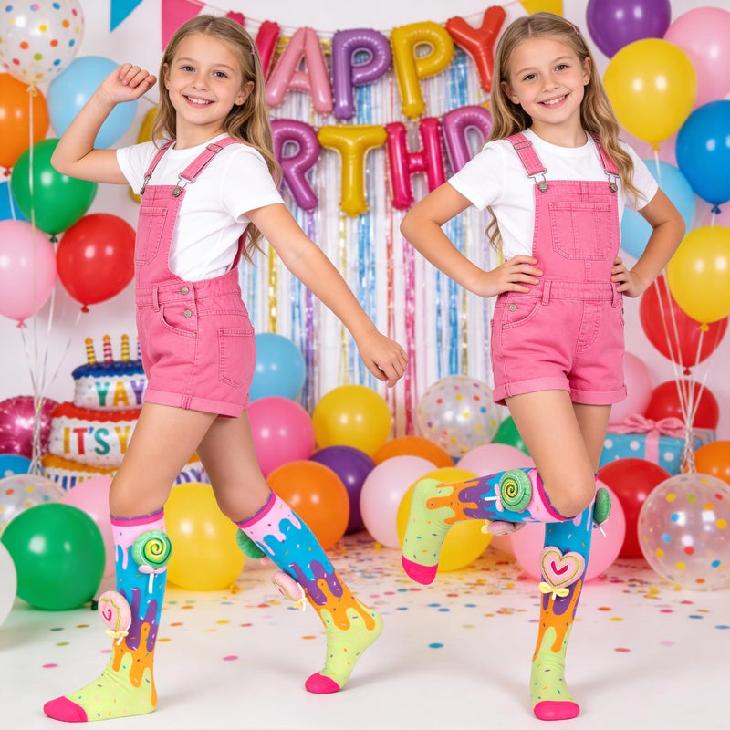 Bibalabili Crazy Socks for Kids â€“ Funny Silly Candy Knee High Socks for Girls Ages 3â€“12, Colorful Wacky Socks (Candy) - Image 3