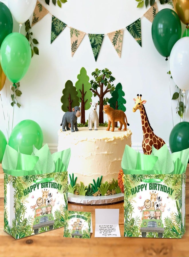 Wayyogh Jungle Animal Birthday Gift Bag Decorations Large Wild One Safari Wild Animal Gift Bag with Wrapping Paper Greeting Card for Kids Boys Zoo Birthday Party Baby Shower Supplies Decorations Decor - Image 5