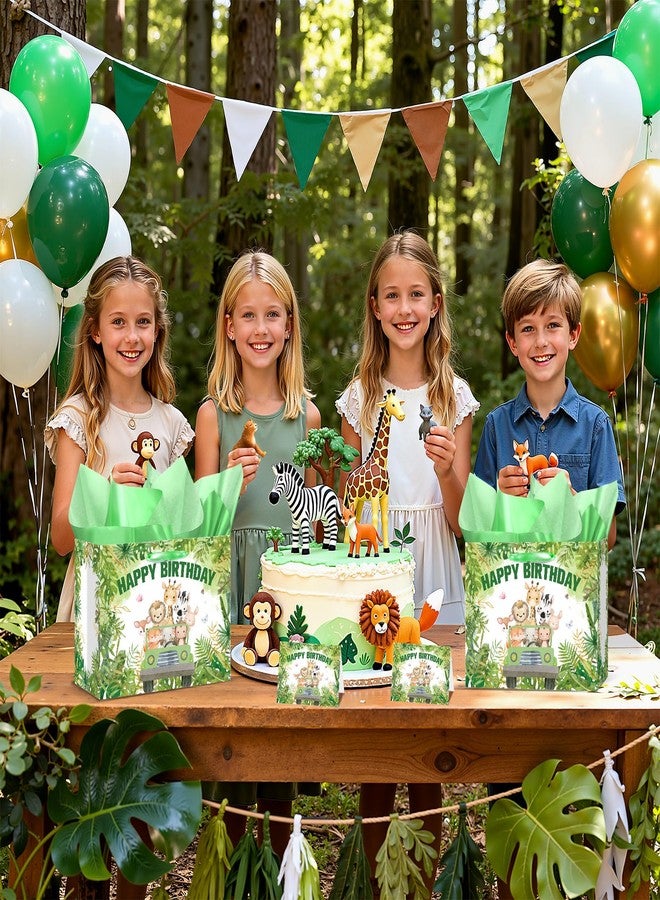 Wayyogh Jungle Animal Birthday Gift Bag Decorations Large Wild One Safari Wild Animal Gift Bag with Wrapping Paper Greeting Card for Kids Boys Zoo Birthday Party Baby Shower Supplies Decorations Decor - Image 4