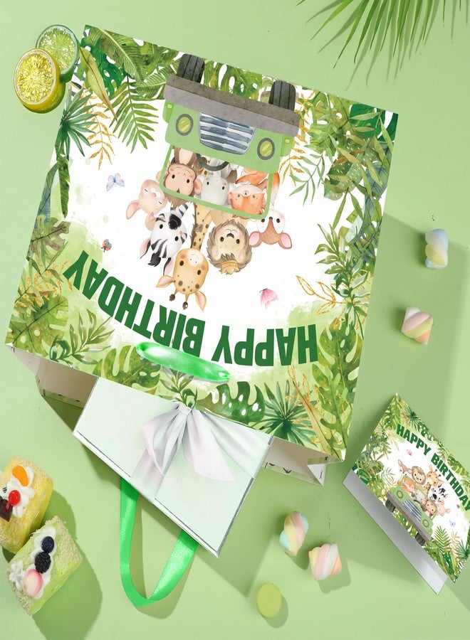Wayyogh Jungle Animal Birthday Gift Bag Decorations Large Wild One Safari Wild Animal Gift Bag with Wrapping Paper Greeting Card for Kids Boys Zoo Birthday Party Baby Shower Supplies Decorations Decor - Image 3