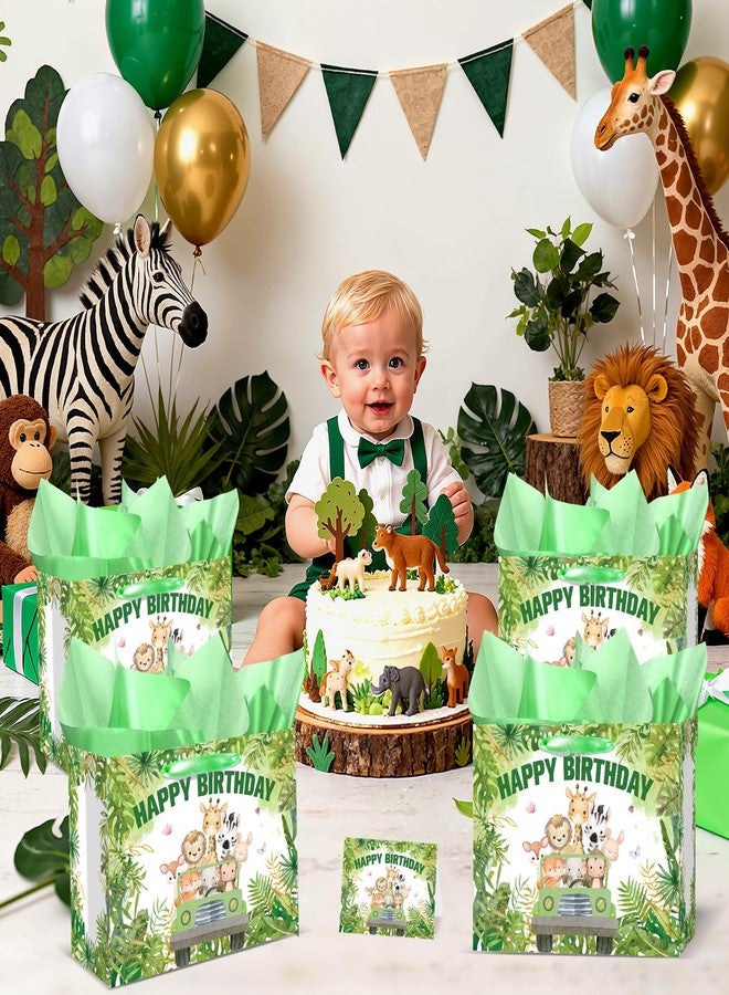 Wayyogh Jungle Animal Birthday Gift Bag Decorations Large Wild One Safari Wild Animal Gift Bag with Wrapping Paper Greeting Card for Kids Boys Zoo Birthday Party Baby Shower Supplies Decorations Decor - Image 2