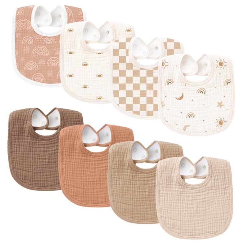 Konssy Muslin Baby Bibs 8 Pack Baby Bandana Drool Bibs Cotton for Unisex Boys and Girls Soft Absorbent Set for Teething and Drooling - Image 2