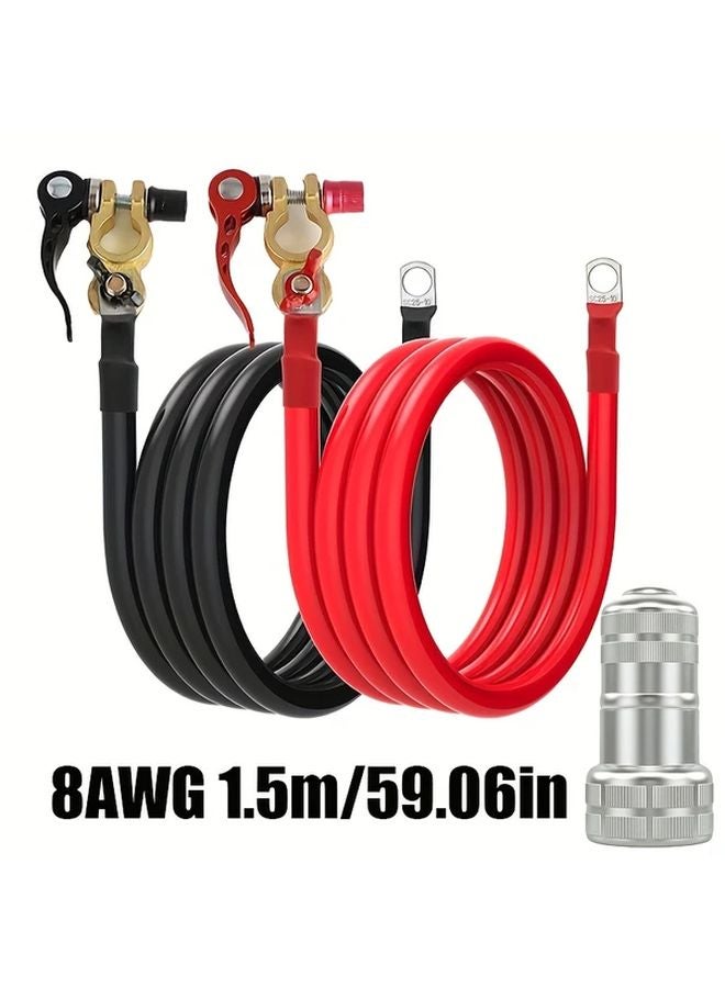 8AWG سلك بطارية العاكز وموصل الطرفية 59.06 بوصة لأنظمة الطاقة الشمسية - Image 1