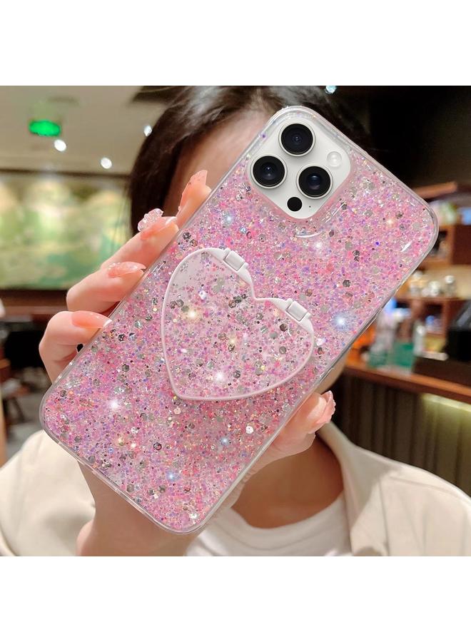 زبون جراب لهاتف iPhone 13 Pro Max مزود بحامل مرآة مرصع بالترتر من مادة الإيبوكسي TPU - Image 1