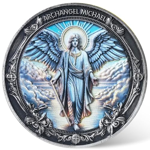 CYOUNG Archangel Michael Challenge Coin Spiritual Protection and Strength Coin with Prayer 157 Inches Motivational Religious Coin for Faith and Courage - Image 1