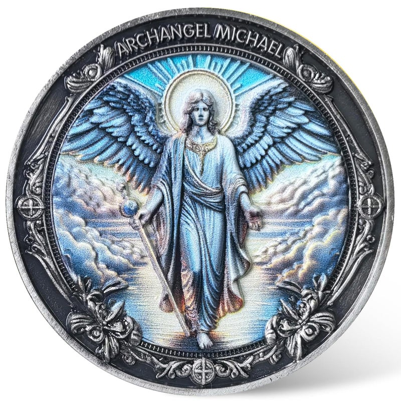 CYOUNG Archangel Michael Challenge Coin Spiritual Protection and Strength Coin with Prayer 157 Inches Motivational Religious Coin for Faith and Courage - Image 3