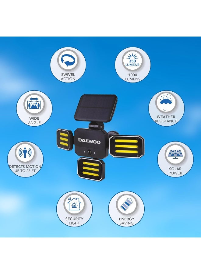 دايو مصباح الأمان الشمسي دايو 4 رؤوس: إضاءة بزاوية واسعة، مفعل بالحركة، قابل للتعديل مع ريموت تحكم لاسلكي - Image 4