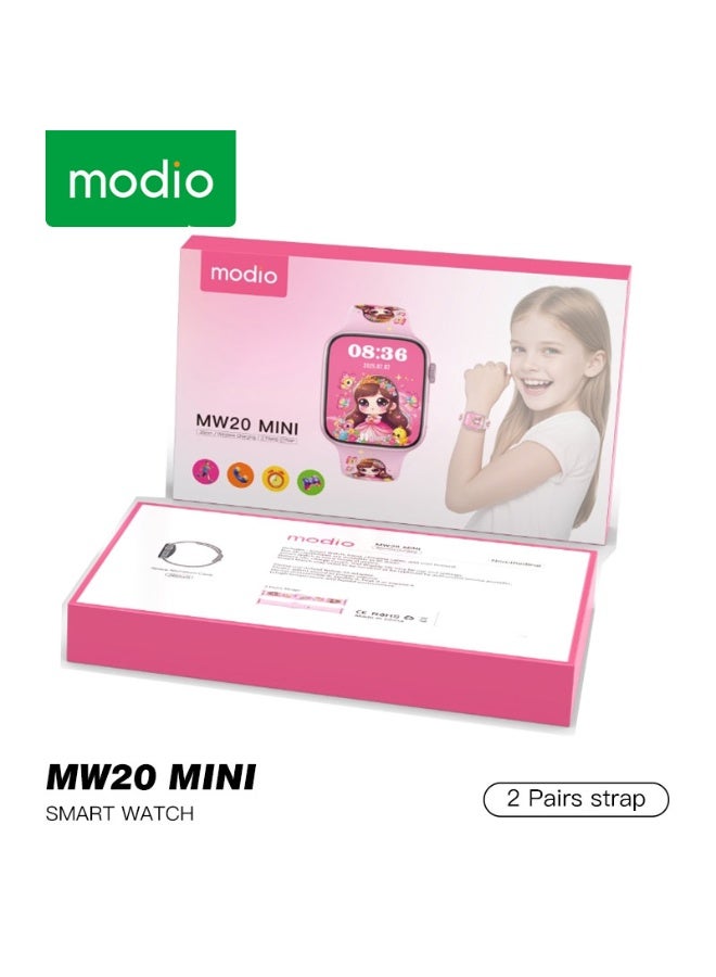 موديو ساعة موديو MW20 ميني الذكية للأطفال بشاشة 36 مم وشحن لاسلكي وحزامين باللون الوردي - Image 3