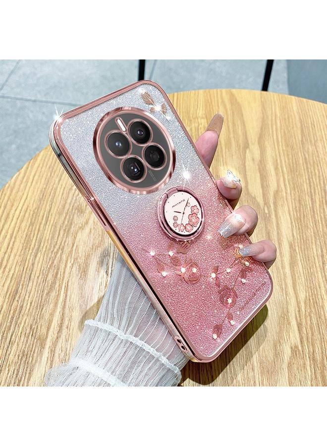 اس-توب جراب هاتف شامل لهاتف Realme 12 Pro+ بتصميم خاتم زهرة خالدة لامع متدرج - Image 1