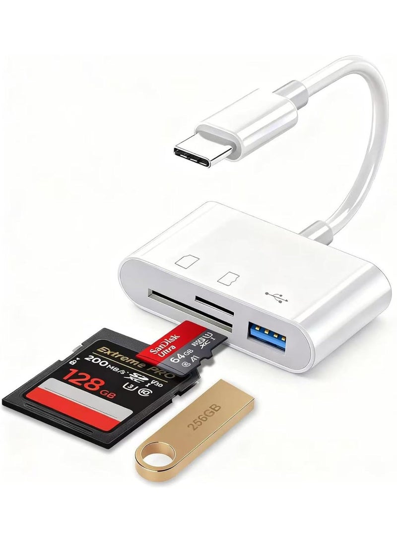 قارئ كروت 3 في 1 USB-C عالي السرعة يدعم SD وMicro SD وUSB OTG لنقل البيانات بسرعة للموبايل واللابتوب والكاميرات - Image 1