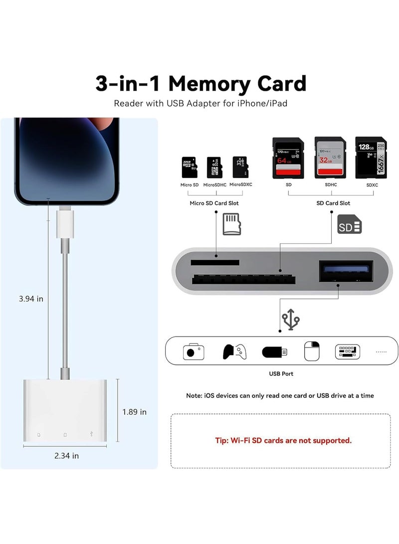 قارئ كروت 3 في 1 USB-C عالي السرعة يدعم SD وMicro SD وUSB OTG لنقل البيانات بسرعة للموبايل واللابتوب والكاميرات - Image 2