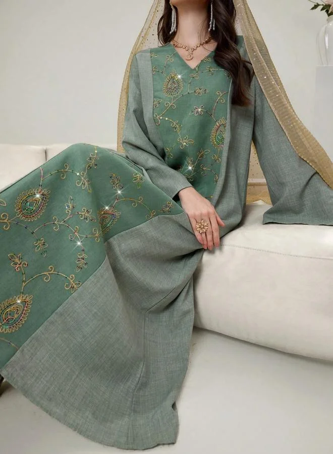 Take Two Women Embellished V Neck Jalabiya