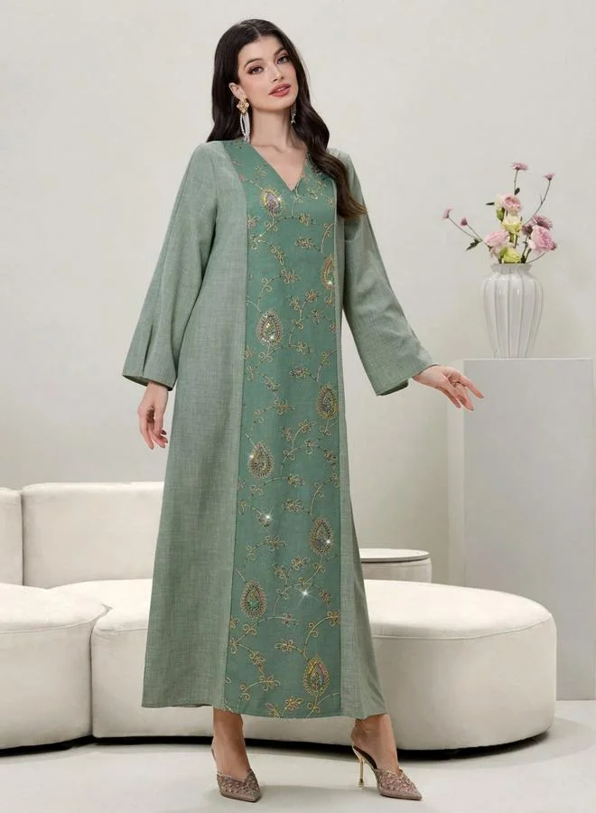 Take Two Women Embellished V Neck Jalabiya