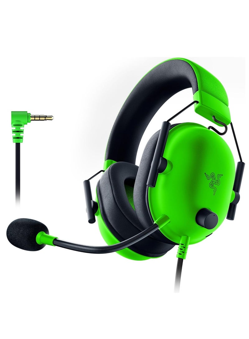 ريزر سماعة رأس سلكية Razer Black Shark V2: صوت محيطي 7.1، محركات 50 مم، وسادات أذن من رغوة الذاكرة لجهاز الكمبيوتر، PS4، PS5، سويتش، Xbox 3.5 الأخضر V2X - Image 1