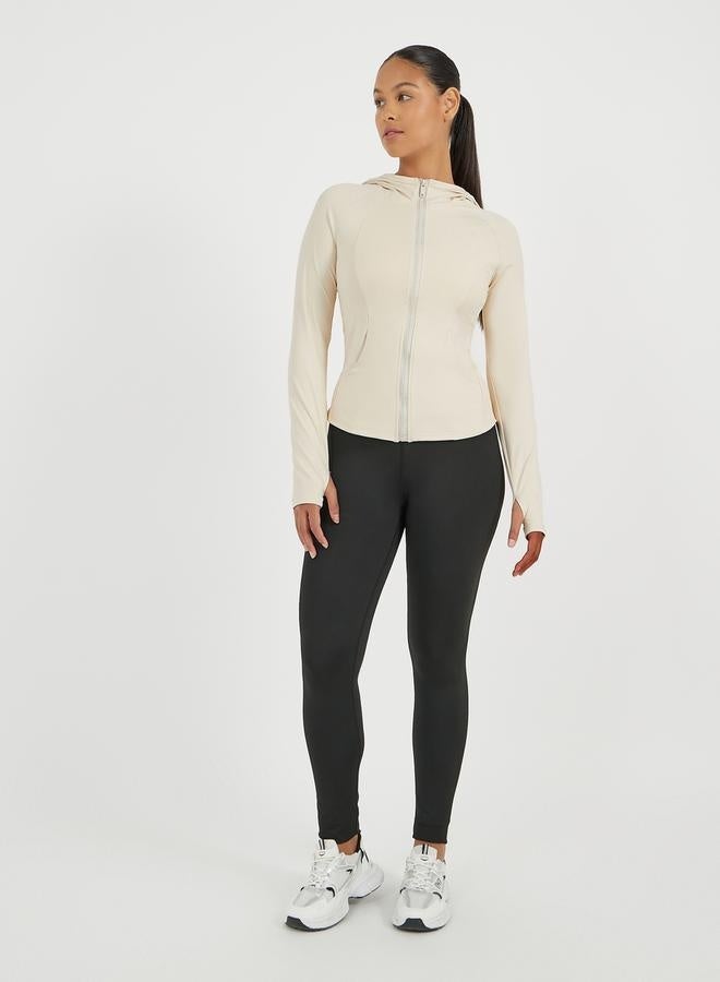 ستايلي اكتيف جاكيت بسحاب بغطاء رأس وتفاصيل خياطة كونتور - Image 2