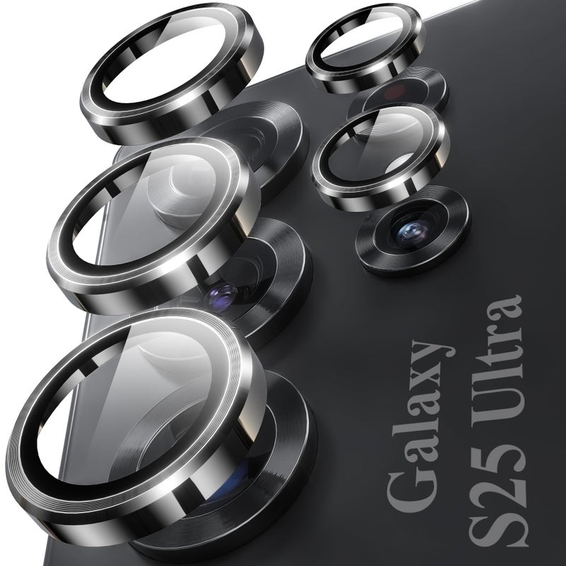 YWXTW Camera Lens Protector for Samsung Galaxy S25 Ultra 5X Stronger Individual Metal Ring Tempered Glass Camera Screen Protector for S25 Ultra Accessories Anti Scratch 1 Set Titanium Black - Image 2