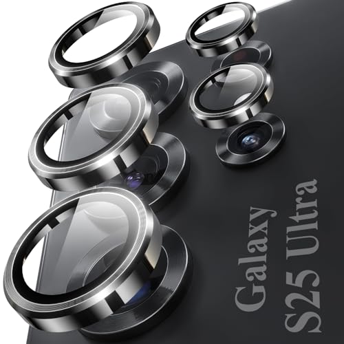 YWXTW Camera Lens Protector for Samsung Galaxy S25 Ultra 5X Stronger Individual Metal Ring Tempered Glass Camera Screen Protector for S25 Ultra Accessories Anti Scratch 1 Set Titanium Black - Image 1