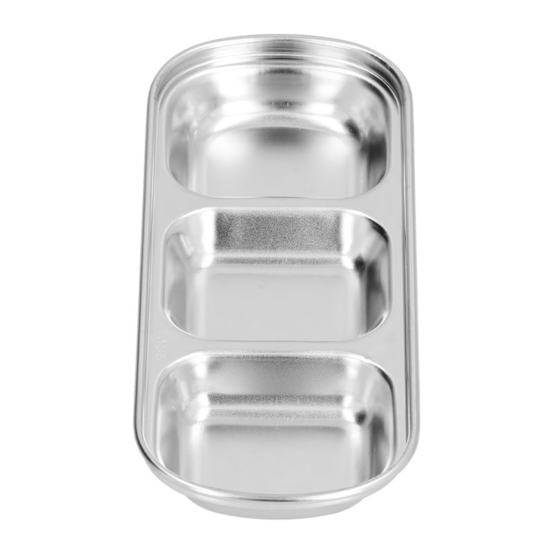 Seasoning Dish Stainless Steel Thickened Hot Pot Sauce Divided Grid Snack Dish for Canteen3 Grids - Image 5