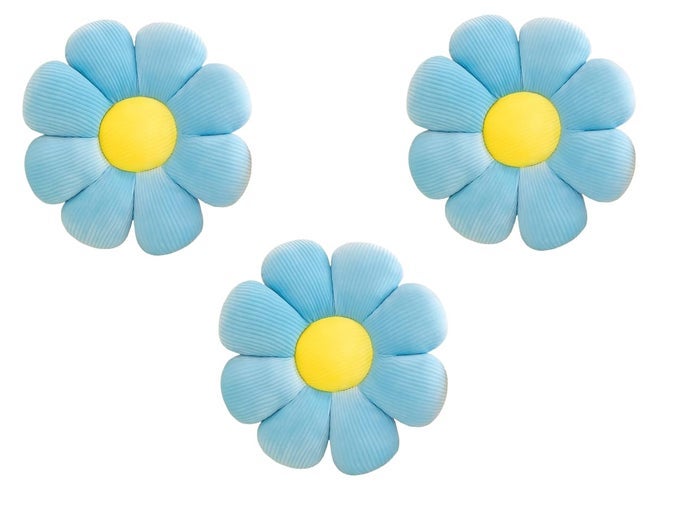 SUNFLOWER CUSHION FLOOR PILLOW FLOWER SHAPE CUSHION CUTE SEATING PAD SUNFLOWER CHAIR CUSHION THROW PILLOW FOR HOME DECORATION FOR BED COUCH CHAIR CAR OFFICE PACK OF 3 35 CM BLUE