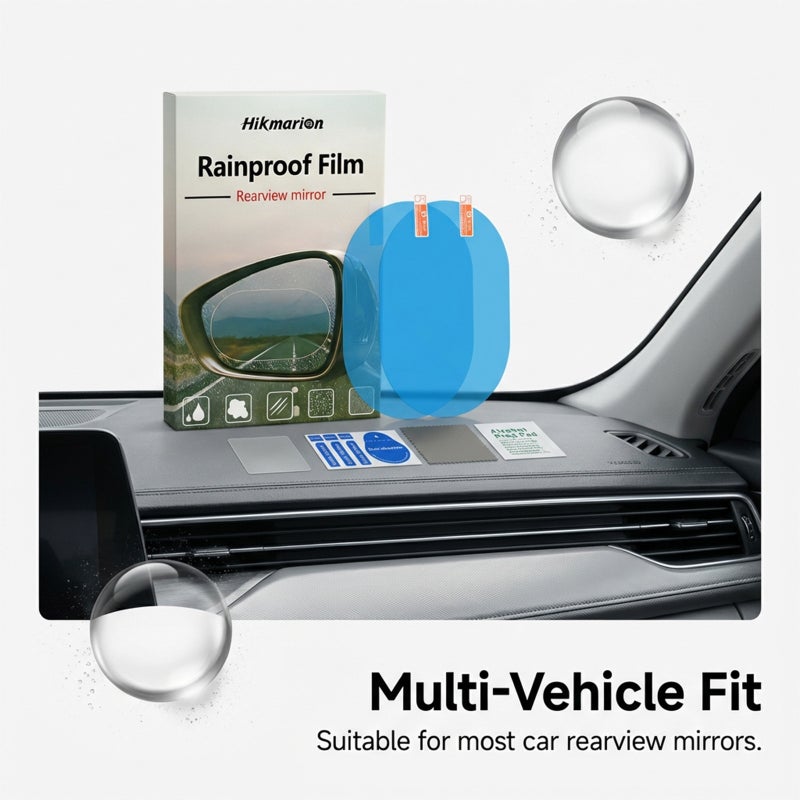 Hikmarion Car Rearview Mirror Rain-Proof Sticker Relieves Water Condensation On The Mirror And Keeps Visibility Clear During Rainy Days - Image 3