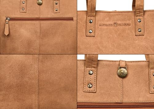 ANTONIO VALERIA Ava Cognac Premium Leather Tote/Top Handle Shoulder Bag for Women - Image 5