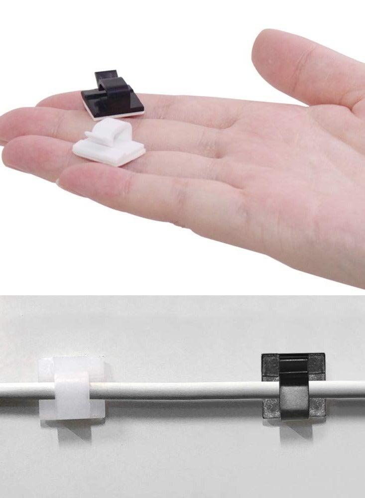 Captaintech 60 Pcs Adhesive Cable Clips, Plastic Cable Cord Organizers Cable Storage Management Clip for Home Office - Black, White - Image 4