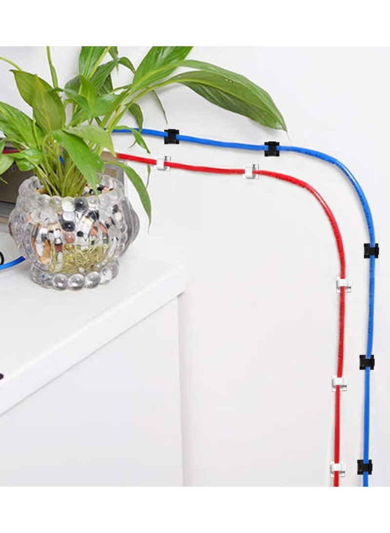 Captaintech 60 Pcs Adhesive Cable Clips, Plastic Cable Cord Organizers Cable Storage Management Clip for Home Office - Black, White - Image 2